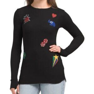 Lauren Moshi McKinley Lucky Elements Long Sleeve Thermal Tee Crewneck Small New